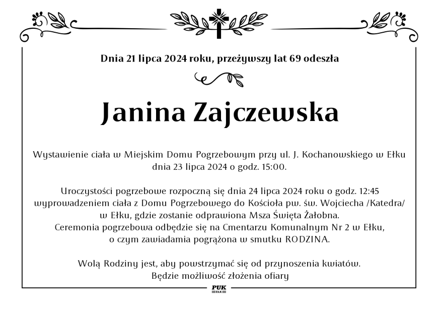 Janina Zajczewska - nekrolog